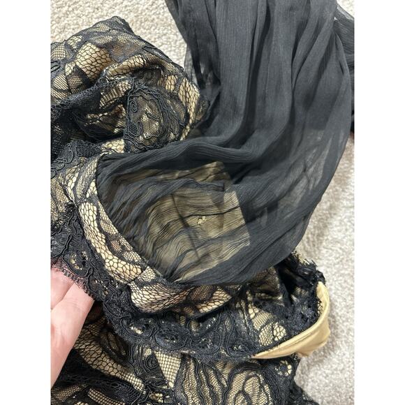 Tadashi Shoji Dress Size 12 Black Lacy Sheer Balloon Sleeve - Read Description - Picture 8 of 9